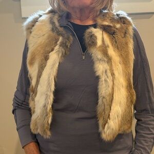 Rabbit Fur bolero in Brown and Cream